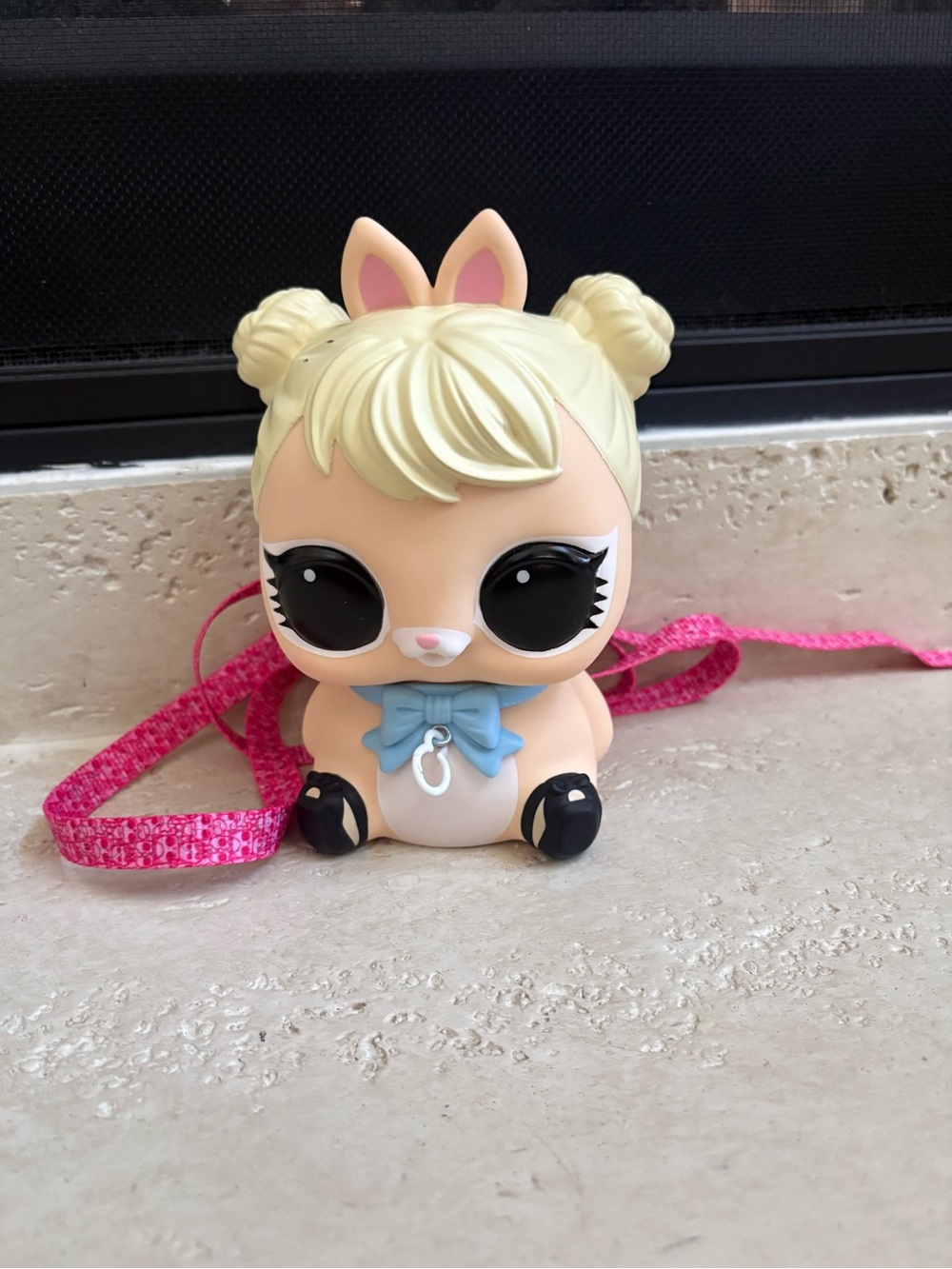 L.O.L. Surprise! Cream Bunny Bag with Blue Bow and Pink Strap